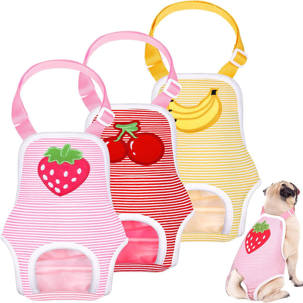 Nuanchu 3 Pcs Female Dog Diaper Sanitary Panties with Adjustable Suspender, Washable