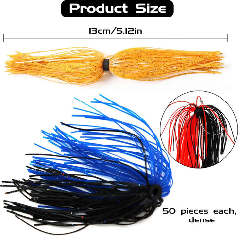 Spinnerbait Skirts, Silicone Jig Skirts, 10 Bundles Bass Fishing Jigs Skirts for DIY Squid Jig Spinner Bait