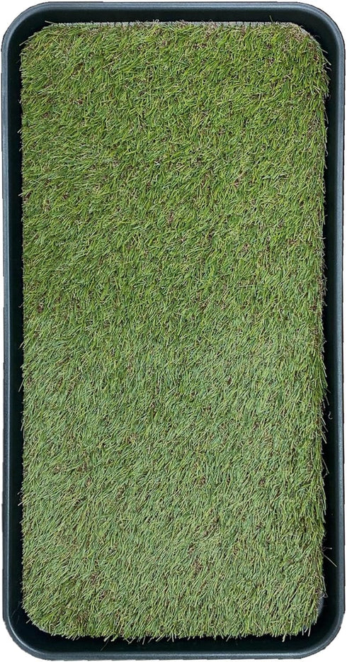 Ottomanson Artificial Grass Puppy Potty Training Pad with Tray, 15" x 30", Reusable Pee Pad for Small Pets and Dogs