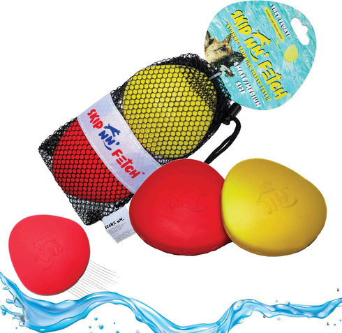 Skip NN' Fetch Small/Medium Floating Dog Toys Qty 2 | Fun for Swimming Pool, Lake, Beach, and Land | Perfect for
