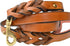 Leather Braided Dog Leash, Tan and Coral, 6 Feet x 3/4 Inch Wide, Genuine Leather