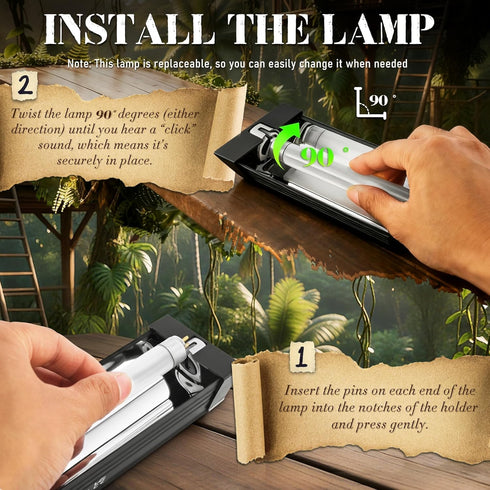 4W T5 6.5" 10.0 Reptile HO UVB Light Fixture with Tube, Dedicated UVB Spot Hood for Terrariums, Suitable for Desert