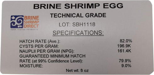 80% 8 oz Brine Shrimp Egg, Technical Grade