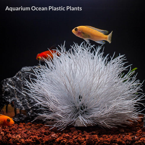 Fish Tank Decorations, Plastic Artificial Aquarium Plants Decor (White)