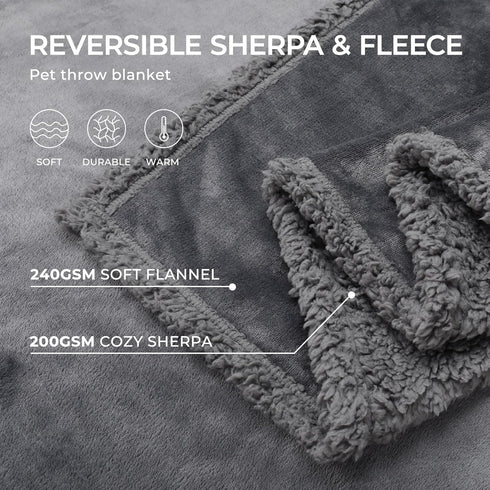Waterproof Reversible Pet Blanket, Liquid Pee Proof Cover for Dogs and Cats, Dark Gray X-Large (85" x 57")