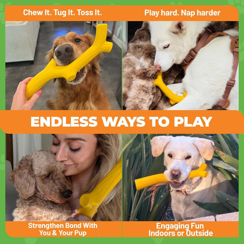 100% Yellow Chicken Flavored Rubber Dog Toy - Natural Rubber Squeaky Toy for Medium & Large Breeds - Ideal for Fetch