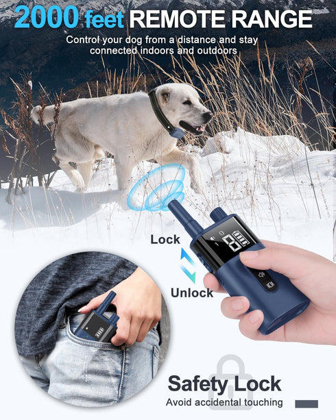 Vibrating Dog Collar, No Shock Training Collar with Remote, 2000ft Range, Waterproof & Rechargeable for 8-120 lbs