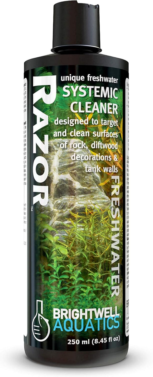 Brightwell Aquatics Razor Freshwater System Cleaner for Rock, Decorations, and Tank Walls, 250 ml