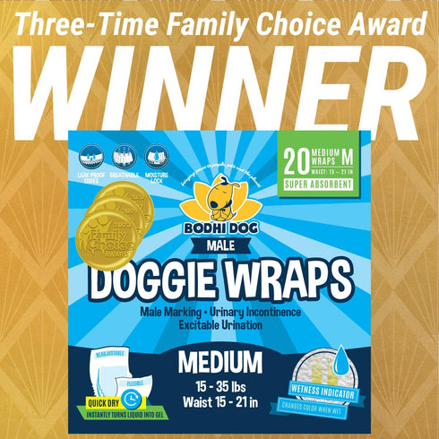 (20 Count) Bodhi Dog Disposable Male Dog Diapers - Super Absorbent, Leak-Proof Pee Wraps - Adjustable Fit, Comfortable
