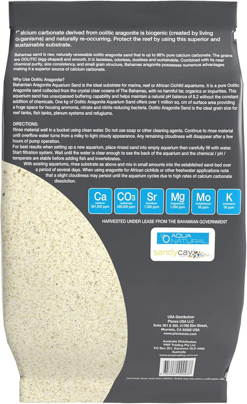 Aqua Natural Oolitic Aragonite 20lb Sand for Reef, Saltwater, and Marine Tanks