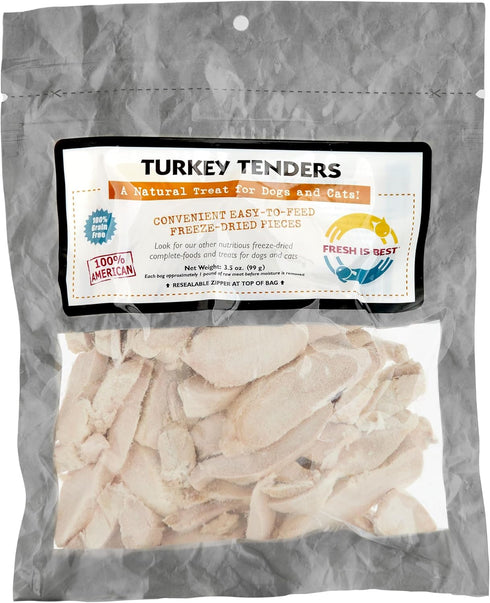 Fresh Is Best - Freeze Dried Healthy Raw Meat Treats for Dogs & Cats - Turkey Tenders
