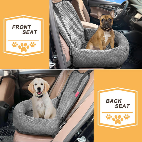 Sephyroth Dog Car Seat for Small/Medium Dogs - Washable Pet Travel Safety Car Seat, Soft Removable Puppy Car Seat (Gray)