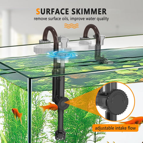 5-30 Skimmer 3 132 hygger Quiet Hang On Back Aquarium Filter Gallon Small Fish Tank Canister Filter with Surface Spray
