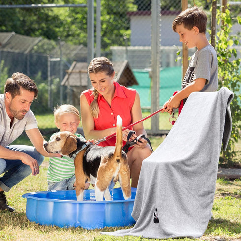 Extra Large Dog Towels for Drying Dogs Super Absorbent Soft Microfiber Pet Bath Grooming Towel for Dogs and Cats & Other Pets (XL-55" * 36", Grey) by Dogvingpk