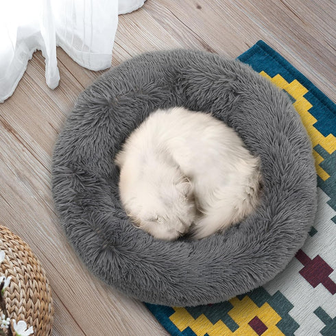 MoNiBloom 24"x24"x10.5" Dog Beds for Small Dogs, Machine-Washable Long Plush Cozy Soft Bed for Dogs and Cats