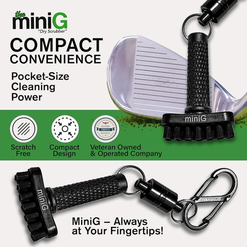 Grooveit Mini Golf Brush, Small MiniG 'Dry Scrubber' with Detachable Magnet and Heavy-Duty Nylon Bristles