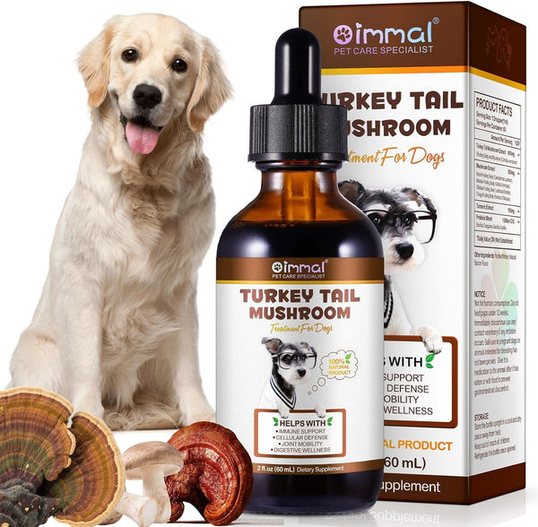 QwsYaay Turkey Tail Mushroom for Dogs, Mushroom Blend, Turmeric & Probiotic for Immune,