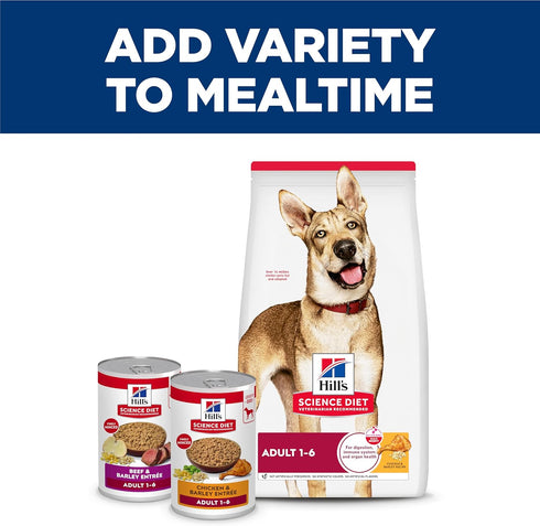 1-6 13 oz. 12-Pack Hill's Science Diet Adult Wet Dog Food, Chicken & Beef, Cans