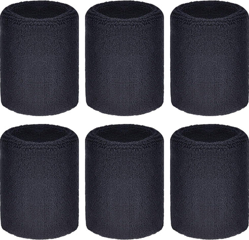Willbond 6 Pcs Wrist Sweatbands - Absorbent Sports Wristbands for Basketball, Tennis, Football, Running