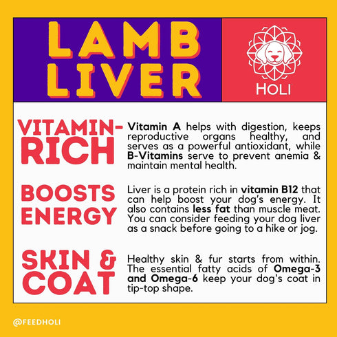 HOLI Lamb Liver Dog Food Topper, Human-Grade, Freeze Dried, Grain Free, 2 oz