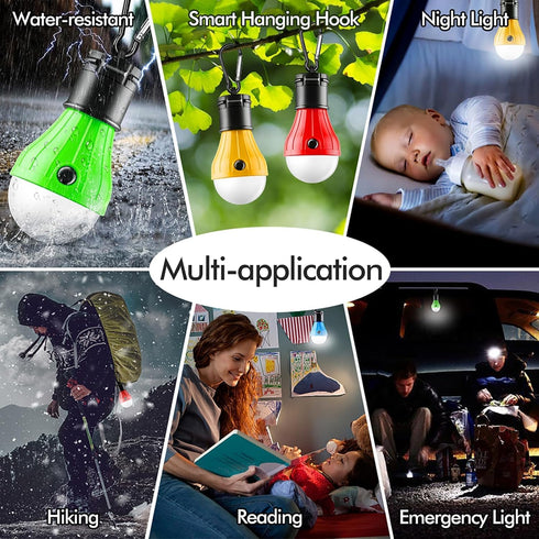 FLY2SKY Portable Tent Lamp, 4 Packs LED Lights with Clip Hook for Camping, Emergency, and Outage