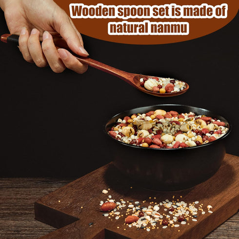 Wooden Cutlery Set with Case - Reusable Spoon and Fork Set, Portable for Lunch, Camping, Travel, Household Office