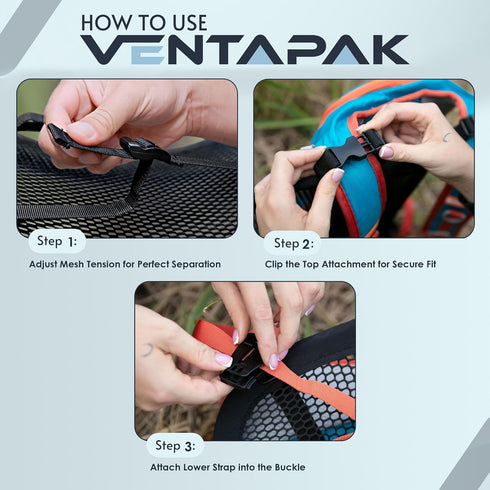 VentaPak Lightweight Ventilation Backpack Spacer: External Frame for Hiking & Biking Backpacks
