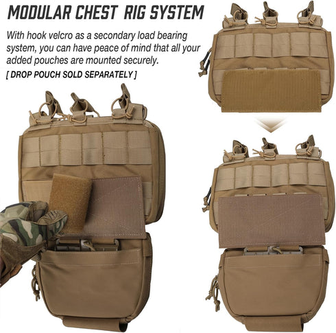 WYNEX Tactical Mag Admin Pouch, Molle Utility Tool Pouch with Triple Stacker Magazine Holder for M4 M16, Medical EMT