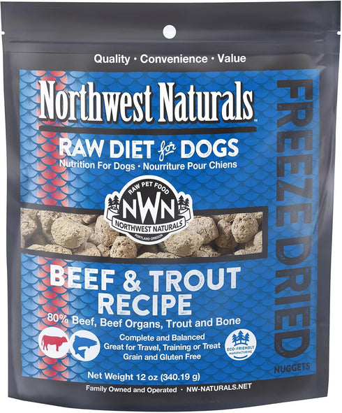 Northwest Naturals Freeze-Dried Beef & Trout Dog Food - Bite-Sized Nuggets -