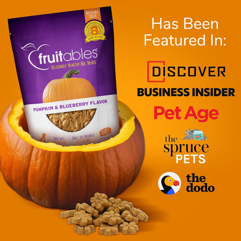 Fruitables Baked Dog Treats – Healthy Low Calorie Pumpkin and Blueberry, 12 Ounces