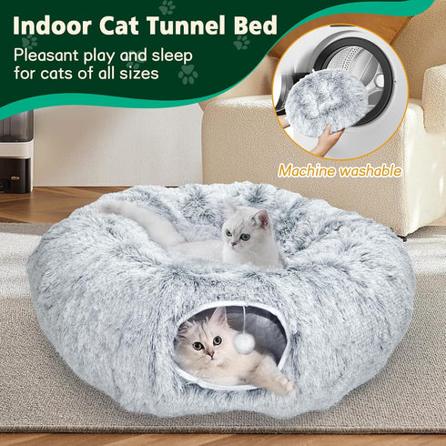 VIVOYAN Multifunctional Cat Tunnel Toy - XL Interactive Cat Play Tunnel with Climbing Holes and Thick Resting Mat