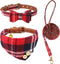 3 PCS Puppy Collar and Leash Set, Dog Collars for Small Dogs with Bow Tie, Bell, and Bandana Leather Collar for Puppies