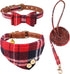 3 PCS Puppy Collar and Leash Set, Dog Collars for Small Dogs with Bow Tie, Bell, and Bandana Leather Collar for Puppies