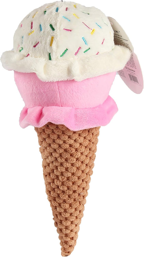 Pet Lou Durable Plush Dog Squeak Toy, 10-Inch Ice Cream