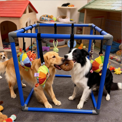 RAOPINGX (XL:19.6 19.6 Inch) Puppy Play Gym for Small Breed Dogs, Removable Hanging Toys with Bungee Straps
