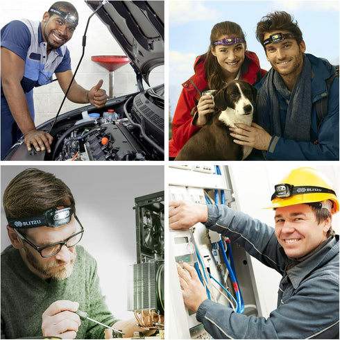 LED Headlamp Flashlight for Adults & Kids, Lightweight, Waterproof, Purple, 3 AAA Batteries Included