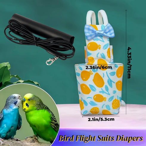 Magnoloran 2 80 Inch Pcs Bird Diapers Bird Harness Flight Suits Diapers with Flying Leash Reusable Parrot Nappy