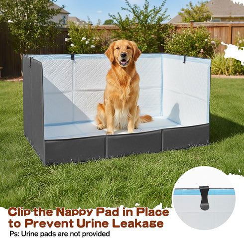 Bhyhok 4-Inch 33.5"23.6"15.9" Foldable Dog Litter Box with High Walls, Waterproof Indoor Dog Potty Tray with Baffle