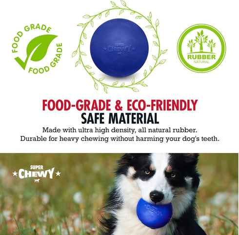 Tuff Pupper SuperChewy Tough Dog Ball Toy, Strong Natural Rubber Fetch Toy for Aggressive Chewers