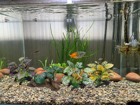 Artificial Fish Tank Plants, Silk Aquarium Plastic Plant Aquatic Water Grass Foreground Decor (2PCS)