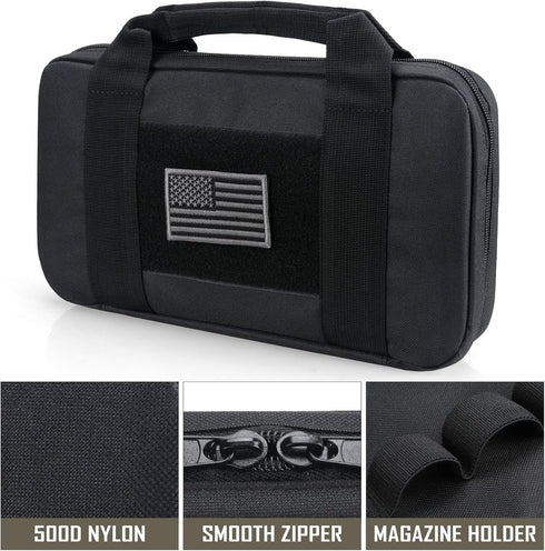 LIVANS Tactical Pistol Gun Case, Padded Handgun Case Double Pistol Wallet Soft Case Rectangle Handgun Pouch