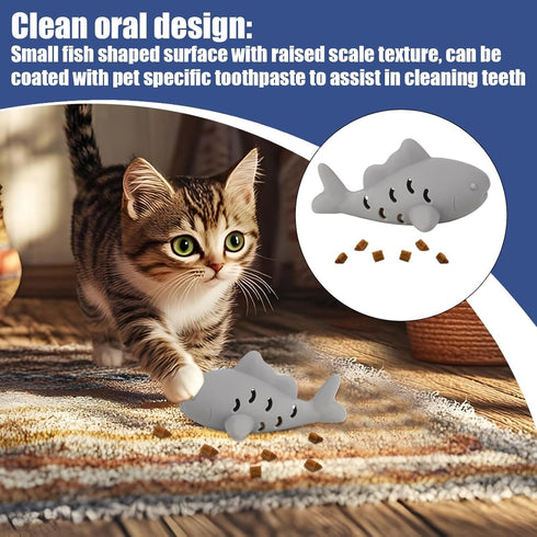 Generic 2Pcs Fish-Shaped Cat Treat Dispenser Toy, Cat Puzzle Feeder, Silicone Chew Food Feeder, Interactive Cats Treat