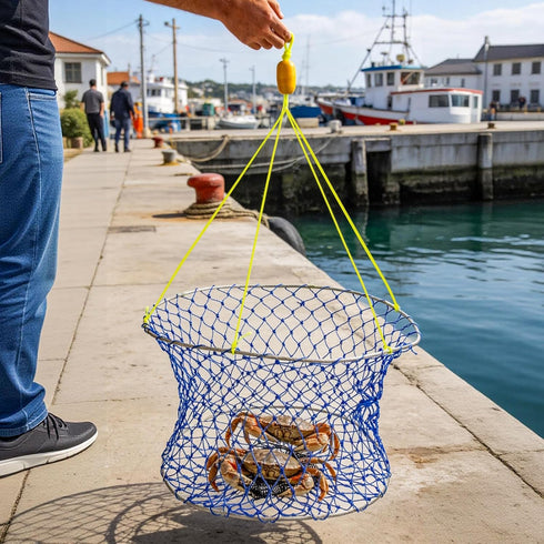 Synceduo 50ft Crab Ring Trap Collapsible Fishing Hoop Net Pots for Crabbing Bait Traps for Blue Crabs Dungeness