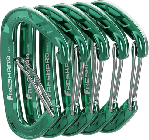FresKaro 5pcs Nano Carabiner Clips, 8kN 1798lbs, Small Sturdy Reliable Spring Wiregate, Mini Size 2.37inch, Available