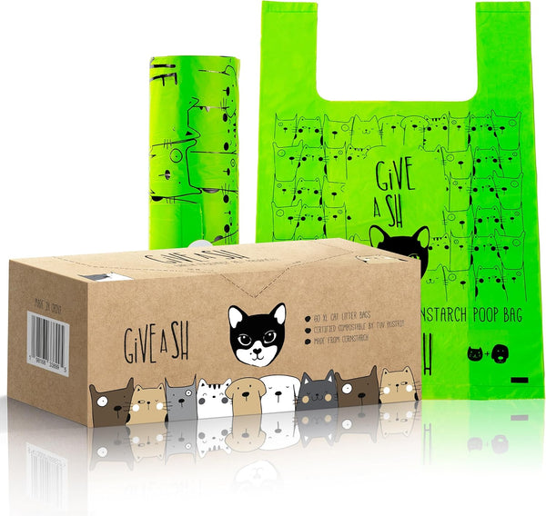 Certified Home Compostable Cat Litter Bags For Poop - 10% to Charity