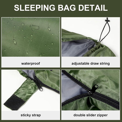 Tudomro 2 Pcs Camping Sleeping Bag for Adults, Lightweight Packable Waterproof Gear for Spring Summer Fall