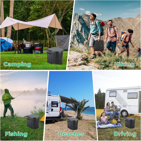 Sckee Camping Toilet, Portable Toilet for Adults, Portable Travel Folding Toilet with Lid and Paper Holder, Compact