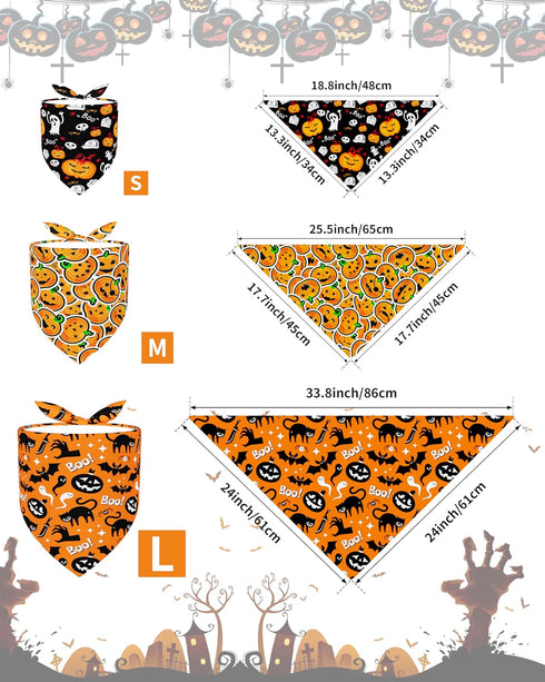 100 Pack PET SHOW Halloween Small Dog Bandanas Bulk No Seam Pumpkin Ghost Triangle Bibs Scarves for Girl Boy Pets