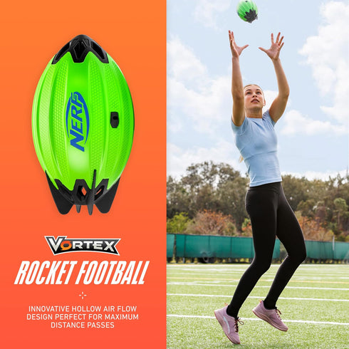 2 1 NERF Vortex Rocket Foam Football - NERF Soft Vortex Rocket Football for Long-Distance Throws - in Design - Throw