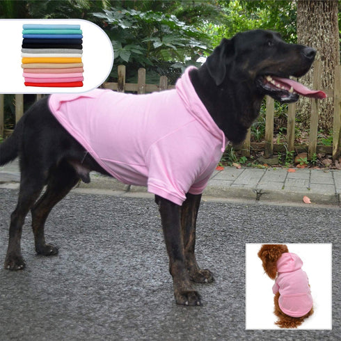 Lovelonglong Blank Basic Hoodie Sweatshirt for Dogs, 100% Cotton, Fits Small to Large Dogs (Pink M)